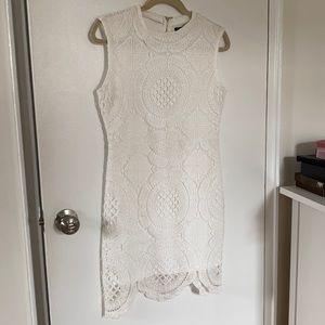 WHITE crochet dress - SILVER zipper